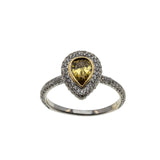 Morning Song - Vintage 18K White Gold Natural Pear-Shaped ' Fancy Canary Yellow Diamond' Cluster Ring (VR1002)