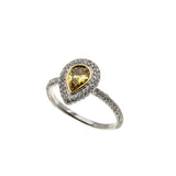 Morning Song - Vintage 18K White Gold Natural Pear-Shaped ' Fancy Canary Yellow Diamond' Cluster Ring (VR1002)