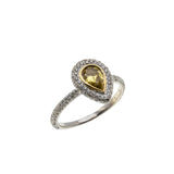 Morning Song - Vintage 18K White Gold Natural Pear-Shaped ' Fancy Canary Yellow Diamond' Cluster Ring (VR1002)