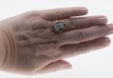 Portrait Of A Lady - Vintage 10K Gold Natural Black Sardonyx Agate Carved Cameo Ring (VR1004)