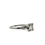 Antique Rose - Edwardian 14K White Gold Natural Rose Cut Diamond Engraved Engagement Ring (EDR076)