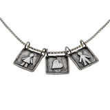 Boy Meets Girl - Estate Artisan Sterling Silver Charm Trio Necklace (EN034)