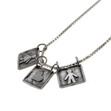 Boy Meets Girl - Estate Artisan Sterling Silver Charm Trio Necklace (EN034)