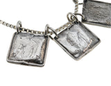 Boy Meets Girl - Estate Artisan Sterling Silver Charm Trio Necklace (EN034)