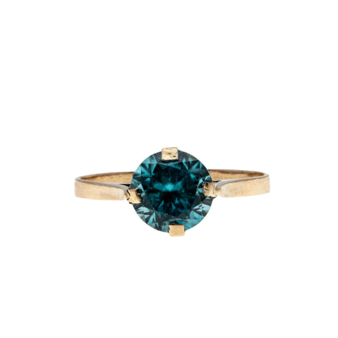 Roses Are Red Violets Are Blue - Edwardian English 9K Rose Gold Natural Blue Zircon Solitaire Ring (EDR078)