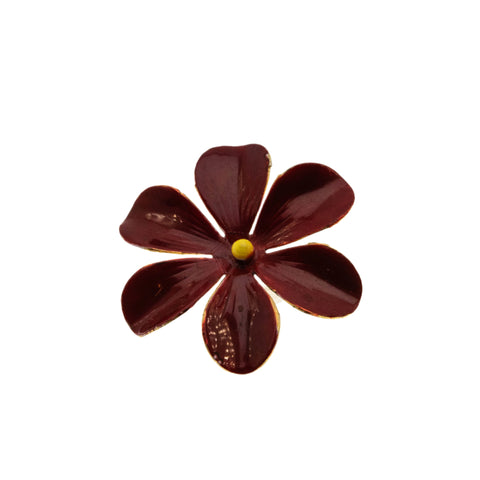 Full Bloom - Vintage Signed 'SANDOR CO' Gold Plated Red Enamel Flower Brooch (VBR269)