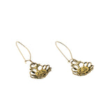 Victorian Revival - Vintage Gold Plated Turquoise Open-Work Filigree Dangly Earrings (VE434)