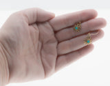 Victorian Revival - Vintage Gold Plated Turquoise Open-Work Filigree Dangly Earrings (VE434)