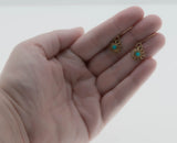 Victorian Revival - Vintage Gold Plated Turquoise Open-Work Filigree Dangly Earrings (VE434)