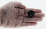 Forget-Me Knot - Victorian Rolled Rose Gold Carved Black Whitby Jet Flower Mourning Brooch (VICBR037)