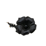 Forget-Me Knot - Victorian Rolled Rose Gold Carved Black Whitby Jet Flower Mourning Brooch (VICBR037)