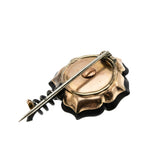 Forget-Me Knot - Victorian Rolled Rose Gold Carved Black Whitby Jet Flower Mourning Brooch (VICBR037)