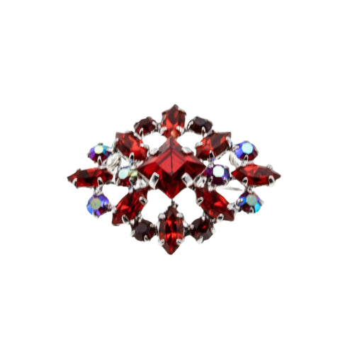 Sweet Crimson - Vintage Rhodium Plated Aurora Borealis Crystal Rhinestone Brooch (VBR270)