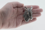 Stripes - Vintage Signed 'BUTLER' Silver Austrian Swarovski Crystal Rhinestone Black Enamel Zebra Brooch (VBR272)