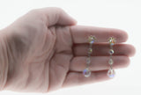 Vintage Sparklers - Vintage Rhodium Plated Aurora Borealis Crystal Dangly Clip-On Earrings (VE436)