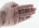 Vintage Sparklers - Vintage Rhodium Plated Aurora Borealis Crystal Dangly Clip-On Earrings (VE436)