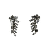 Sparkling Cascades - Vintage Signed 'JAY FLEX' Rhodium, Sterling Silver Austrian Swarovski Crystal Screw-Back Earrings (VE438)