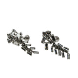 Sparkling Cascades - Vintage Signed 'JAY FLEX' Rhodium, Sterling Silver Austrian Swarovski Crystal Screw-Back Earrings (VE438)