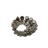 Sparkling Crescent Moon - Vintage Silver Tone Metal Crystal Rhinestone Brooch (VBR276)