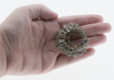 Sparkling Crescent Moon - Vintage Silver Tone Metal Crystal Rhinestone Brooch (VBR276)