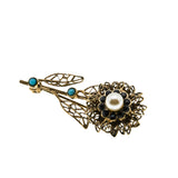 Delicate Flower - Vintage Gold Plated Jewelled Filigree Flower Brooch (VBR277)