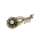 Delicate Flower - Vintage Gold Plated Jewelled Filigree Flower Brooch (VBR277)