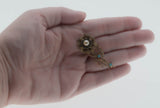 Delicate Flower - Vintage Gold Plated Jewelled Filigree Flower Brooch (VBR277)
