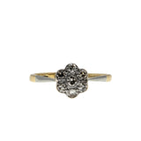 Jewelled Daisy - Edwardian English 18K Gold Platinum Natural Diamond Daisy Cluster Ring (EDR080)