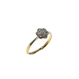 Jewelled Daisy - Edwardian English 18K Gold Platinum Natural Diamond Daisy Cluster Ring (EDR080)