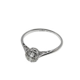 Timeless - Art Deco English 18K White Gold & Platinum Natural 'Old European Cut' Diamond Solitaire Engagement Ring (ADR282)