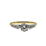 Romantic Proposal - Edwardian English 18K Gold & Platinum 'Old Mine Cut' Diamond Engagement Ring (EDR081)