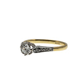 Romantic Proposal - Edwardian English 18K Gold & Platinum 'Old Mine Cut' Diamond Engagement Ring (EDR081)