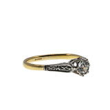 Romantic Proposal - Edwardian English 18K Gold & Platinum 'Old Mine Cut' Diamond Engagement Ring (EDR081)