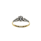 Romantic Proposal - Edwardian English 18K Gold & Platinum 'Old Mine Cut' Diamond Engagement Ring (EDR081)