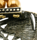 Peacocks Pride - Vintage Signed 'Heidi Daus' Bronze Toned Metal Austrian Swarovski Crystal  Rhinestone  & Faux Pearl Necklace (VN204)