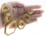 Sun Goddess - Vintage Signed 'R.J. Graziano' Gold Plated Multi Stone Jewelled Crystal Necklace (VN205)