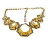 Sun Goddess - Vintage Signed 'R.J. Graziano' Gold Plated Multi Stone Jewelled Crystal Necklace (VN205)