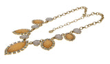 Peaches & Cream - Vintage Signed ' R.J. Graziano' Gold Plated Multi Stone Jewelled Crystal  Necklace (VN206)