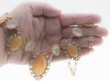 Peaches & Cream - Vintage Signed ' R.J. Graziano' Gold Plated Multi Stone Jewelled Crystal  Necklace (VN206)