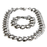 Jewelry Art - Vintage Signed 'Monet' Rhodium Plate Fancy Link Necklace & Bracelet Set (VN208)