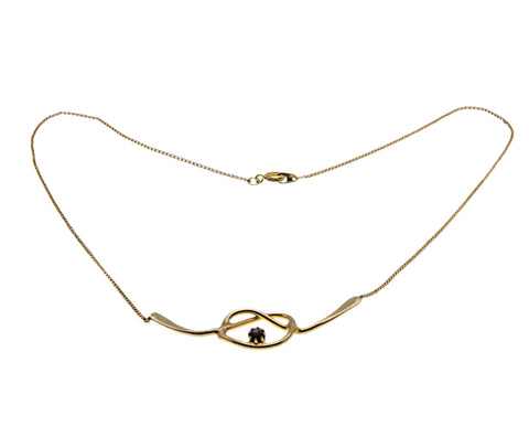 Love Knot - Vintage Gold Plated Purple Crystal Rhinestone Necklace (VN210)