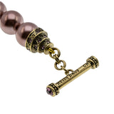 Tantalizing - Vintage Signed 'Heidi Daus' Bronzed Metal Pearl & Austrian Swarovski Crystal Rhinestone Toggle Bracelet (VB119)
