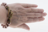 Tantalizing - Vintage Signed 'Heidi Daus' Bronzed Metal Pearl & Austrian Swarovski Crystal Rhinestone Toggle Bracelet (VB119)