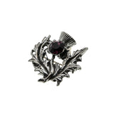 Emblem Of Scotland - Vintage Signed 'Miracle' Pewter Crystal Rhinestone Thistle Brooch (VBR279)