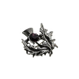 Emblem Of Scotland - Vintage Signed 'Miracle' Pewter Crystal Rhinestone Thistle Brooch (VBR279)