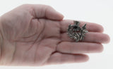 Emblem Of Scotland - Vintage Signed 'Miracle' Pewter Crystal Rhinestone Thistle Brooch (VBR279)