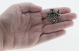Emblem Of Scotland - Vintage Signed 'Miracle' Pewter Crystal Rhinestone Thistle Brooch (VBR279)