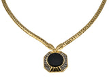 After Eight - Vintage Signed 'Nina Ricci' Gold Plated Onyx & Austrian Swarovski Crystal Rhinestone Necklace (VN213)