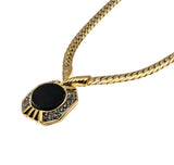 After Eight - Vintage Signed 'Nina Ricci' Gold Plated Onyx & Austrian Swarovski Crystal Rhinestone Necklace (VN213)