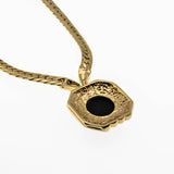 After Eight - Vintage Signed 'Nina Ricci' Gold Plated Onyx & Austrian Swarovski Crystal Rhinestone Necklace (VN213)